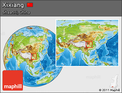 Physical Location Map of Xixiang, within the entire country