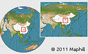 Satellite Location Map of Xixiang, highlighted country, within the entire country