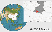 Satellite Location Map of Xixiang, highlighted country, highlighted parent region