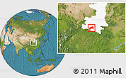 Satellite Location Map of Xixiang, highlighted parent region