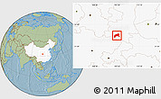Savanna Style Location Map of Xixiang, highlighted country, hill shading