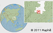 Savanna Style Location Map of Xixiang, highlighted parent region, hill shading