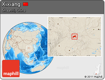 Shaded Relief Location Map of Xixiang