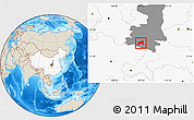 Shaded Relief Location Map of Xixiang, highlighted country, highlighted parent region
