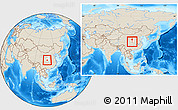 Shaded Relief Location Map of Xixiang, highlighted parent region, within the entire country