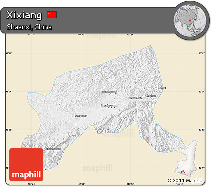 Classic Style Map of Xixiang, single color outside