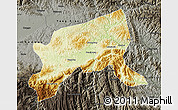 Physical Map of Xixiang, darken, semi-desaturated