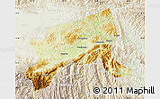Physical Map of Xixiang, lighten