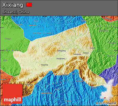 Physical Map of Xixiang, political outside