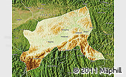 Physical Map of Xixiang, satellite outside