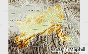 Physical Map of Xixiang, semi-desaturated