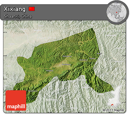 Satellite Map of Xixiang, lighten