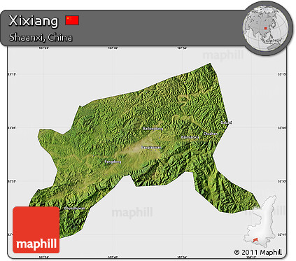 Satellite Map of Xixiang, single color outside