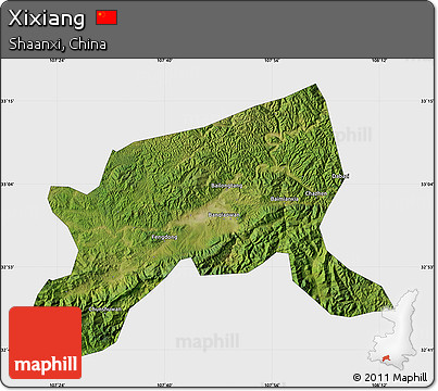 Satellite Map of Xixiang, single color outside