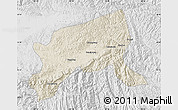 Shaded Relief Map of Xixiang, lighten, desaturated