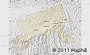 Shaded Relief Map of Xixiang, lighten, semi-desaturated
