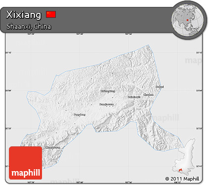 Silver Style Map of Xixiang, single color outside