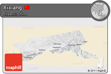 Classic Style Panoramic Map of Xixiang, single color outside