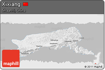 Gray Panoramic Map of Xixiang, single color outside