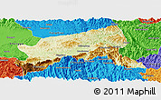 Physical Panoramic Map of Xixiang, political outside