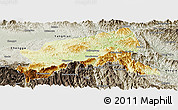 Physical Panoramic Map of Xixiang, semi-desaturated