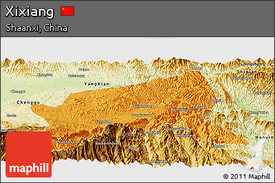 Political Panoramic Map of Xixiang, physical outside