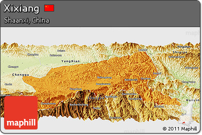 Political Panoramic Map of Xixiang, physical outside