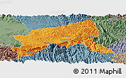 Political Panoramic Map of Xixiang, semi-desaturated