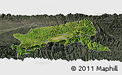 Satellite Panoramic Map of Xixiang, darken, semi-desaturated