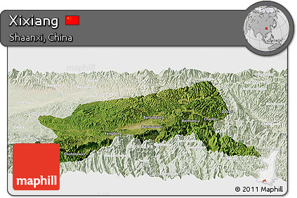 Satellite Panoramic Map of Xixiang, lighten