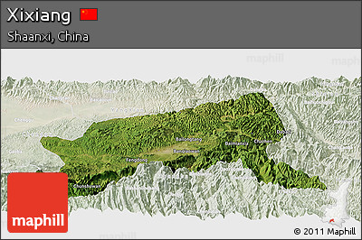 Satellite Panoramic Map of Xixiang, lighten