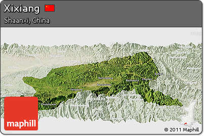 Satellite Panoramic Map of Xixiang, lighten
