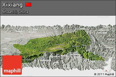 Satellite Panoramic Map of Xixiang, lighten, semi-desaturated