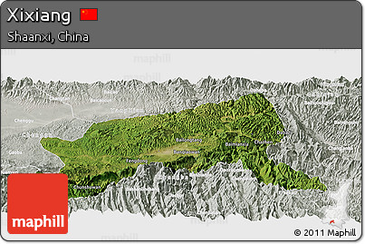 Satellite Panoramic Map of Xixiang, lighten, semi-desaturated