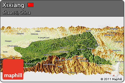 Satellite Panoramic Map of Xixiang, physical outside