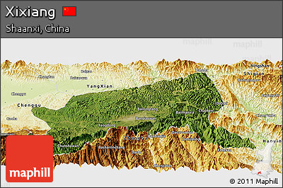 Satellite Panoramic Map of Xixiang, physical outside