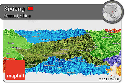 Satellite Panoramic Map of Xixiang, political outside