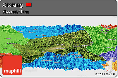 Satellite Panoramic Map of Xixiang, political outside