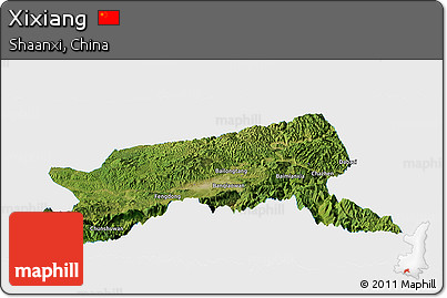 Satellite Panoramic Map of Xixiang, single color outside