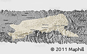 Shaded Relief Panoramic Map of Xixiang, darken, desaturated