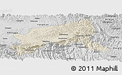 Shaded Relief Panoramic Map of Xixiang, desaturated