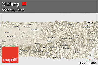 Shaded Relief Panoramic Map of Xixiang