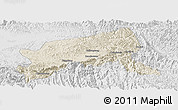 Shaded Relief Panoramic Map of Xixiang, lighten, desaturated