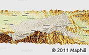Shaded Relief Panoramic Map of Xixiang, physical outside