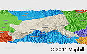 Shaded Relief Panoramic Map of Xixiang, political outside