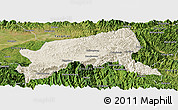 Shaded Relief Panoramic Map of Xixiang, satellite outside