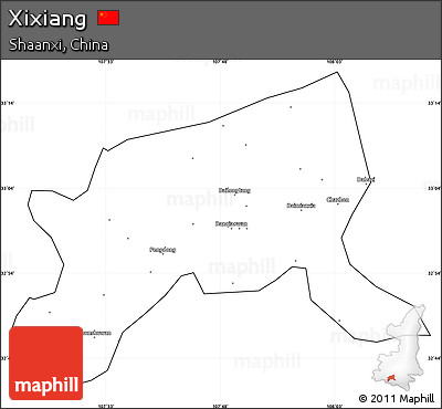 Blank Simple Map of Xixiang, cropped outside