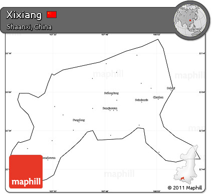 Blank Simple Map of Xixiang, cropped outside