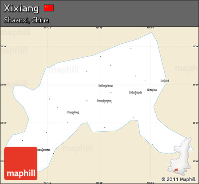 Classic Style Simple Map of Xixiang, single color outside