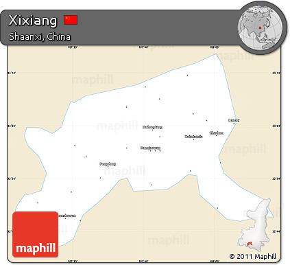 Classic Style Simple Map of Xixiang, single color outside